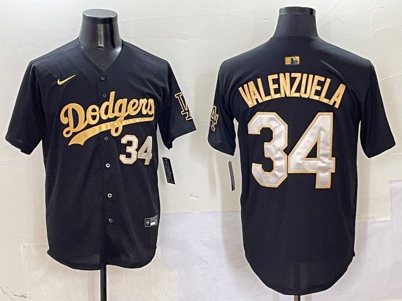 Men Los Angeles Dodgers #34 Valenzuela Black Game Nike 2025 MLB Jersey style 504->new york yankees->MLB Jersey